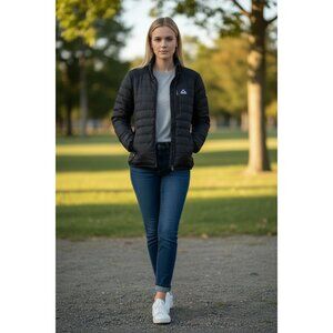 Gerry Womens Black Quilted Insulated Jacket  Zip Pockets Lightweight & Warm Sz M